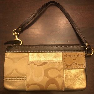 Coach wristlet - Gold/Beige with brown detail